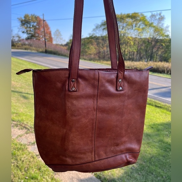 Vilenca Holland Handbag Shoulder Tote Brown Leather Large 13.5x13x4 - Picture 2 of 6